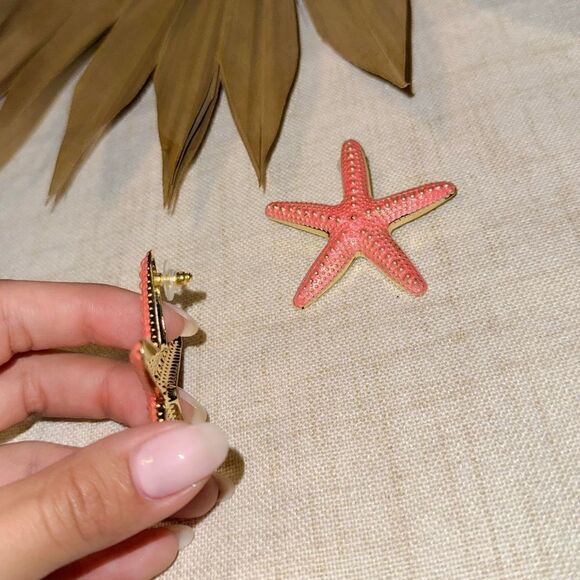 Pink starfish earrings M485 - Picture 3 of 4
